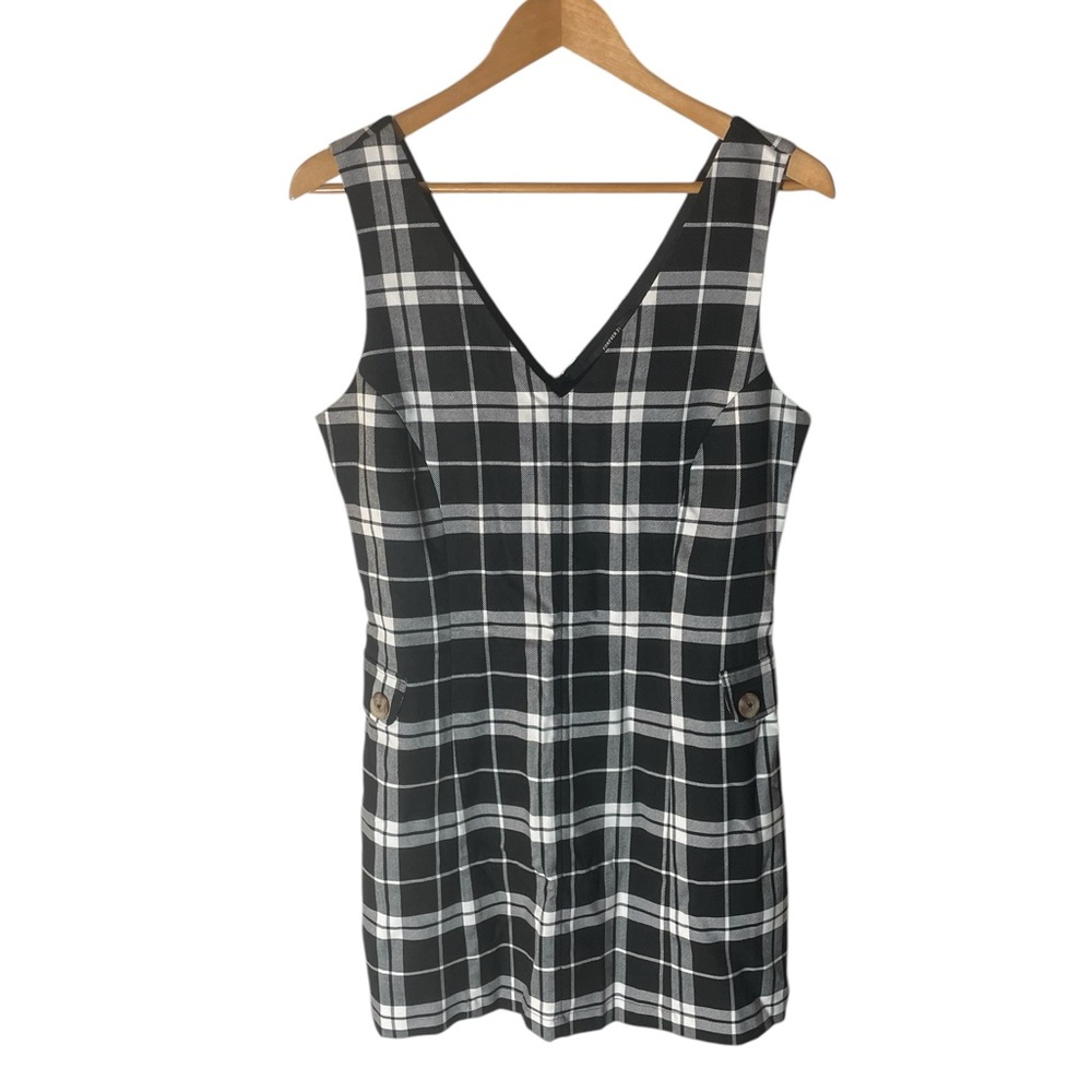 Y7- black white plaid dress forever 21 Large L